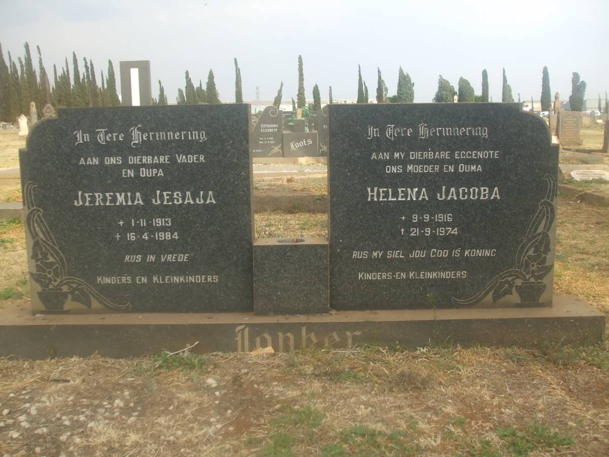 JONKER Jeremia Jesaja 1913-1984 &amp; Helena Jacoba 1916-1974