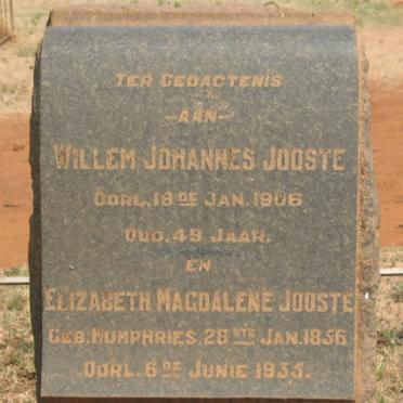 JOOSTE Willem Johannes -1906 &amp; Elizabeth Magdalene HUMPHRIES 1856-1935