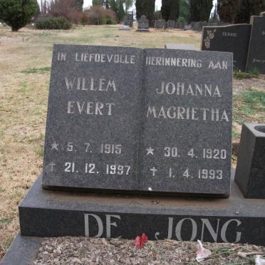 JONG Willem Evert, de 1915-1997 &amp; Johanna Magrietha 1920-1993