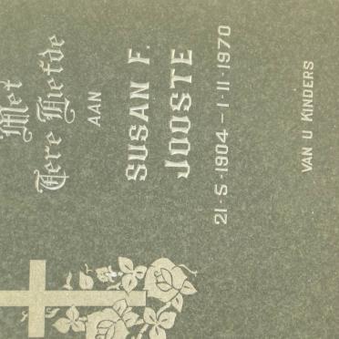 JOOSTE Susan F. 1904-1970