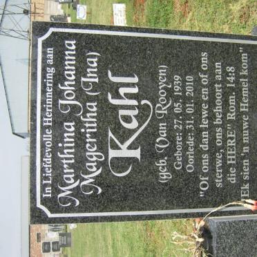 KAHL Marthina Johanna Mageritha nee VAN ROOYEN 1939-2010