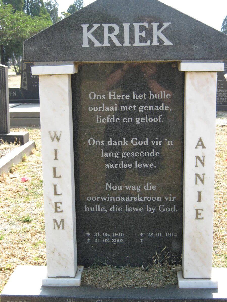 KRIEK Willem 1910-2002 &amp; Annie 1914-