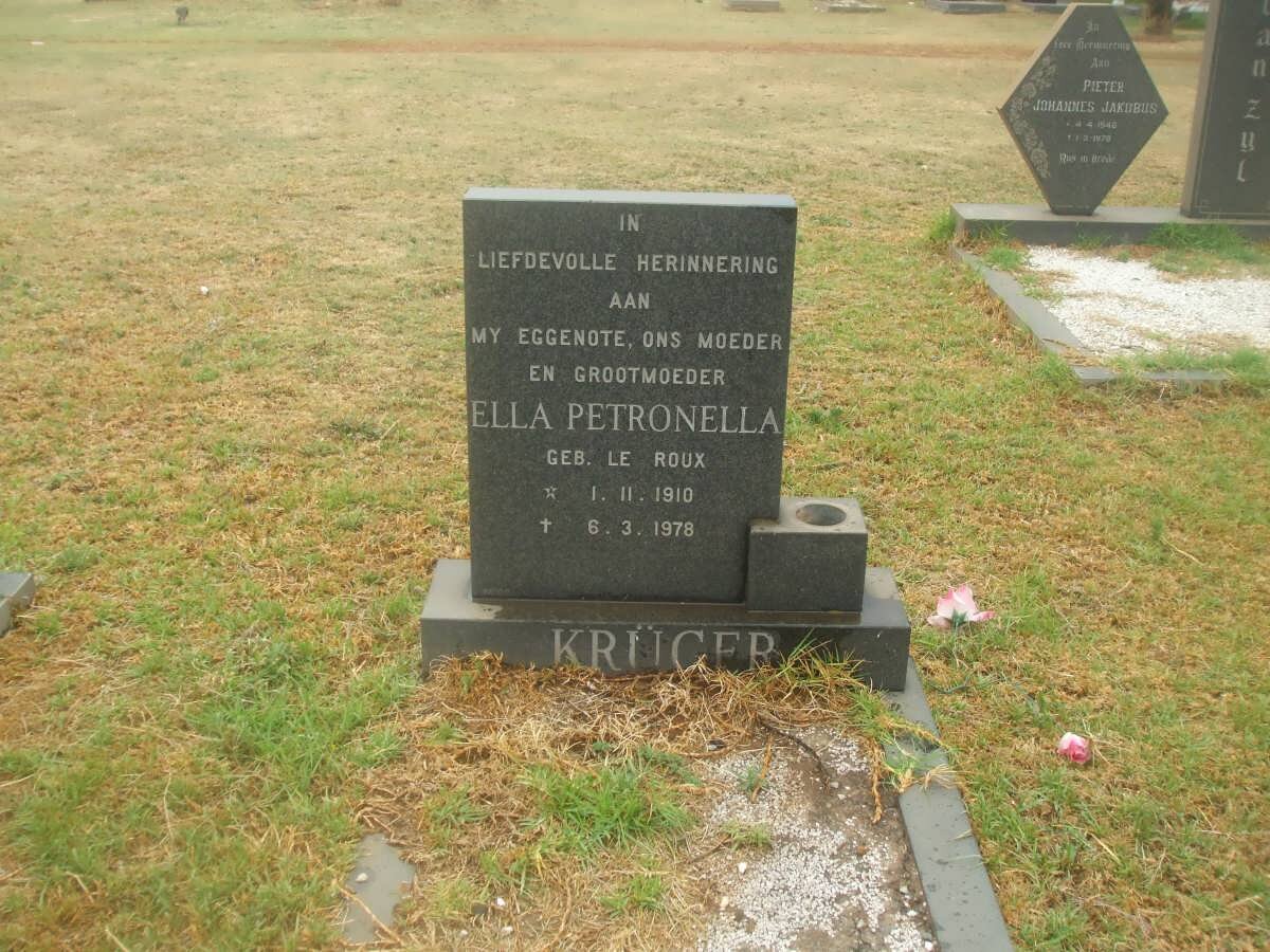 KRUGER Ella Petronella nee LE ROUX 1910-1978
