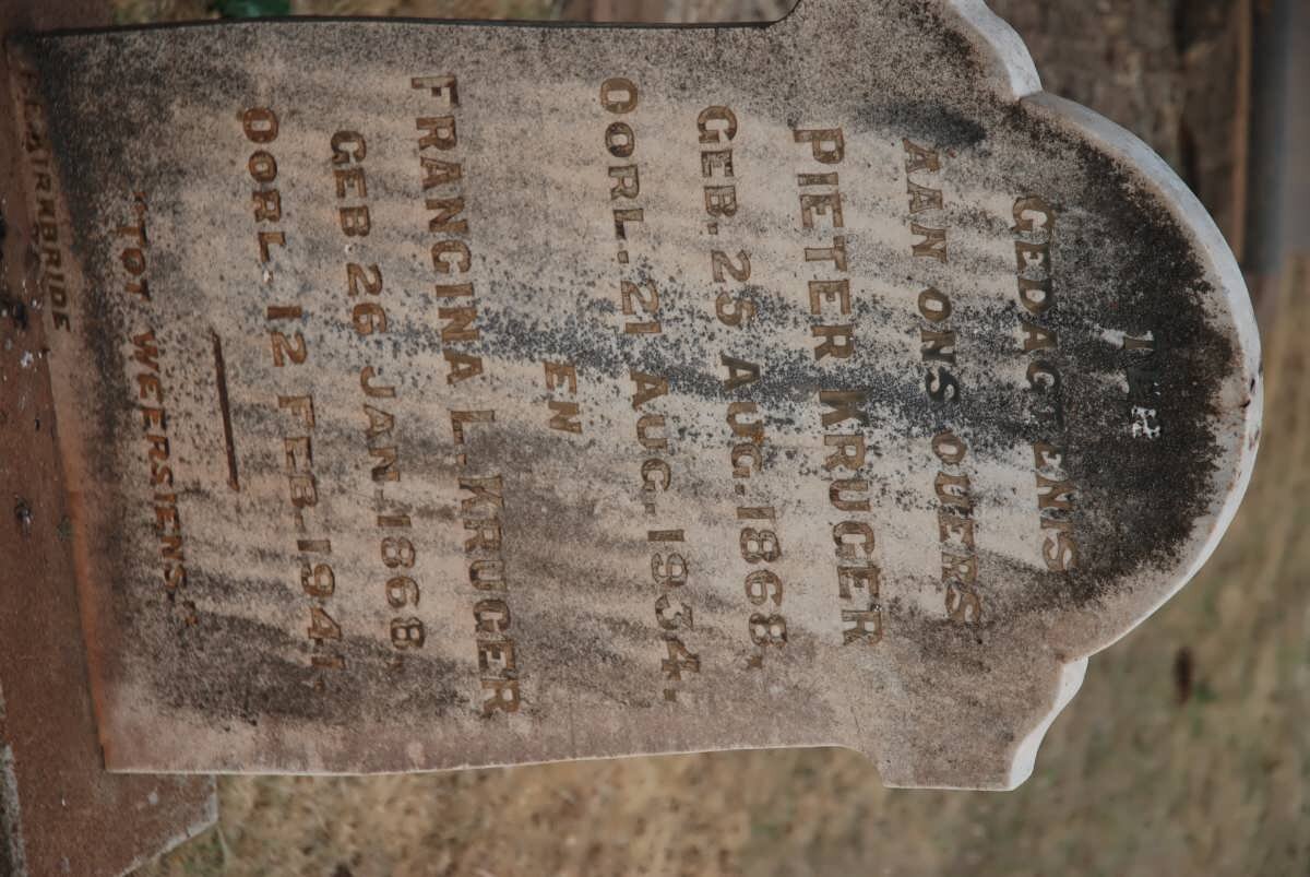 KRUGER Pieter 1868-1934 &amp; Francina L. 1868-1941