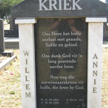 KRIEK Willem 1910-2002 &amp; Annie 1914-