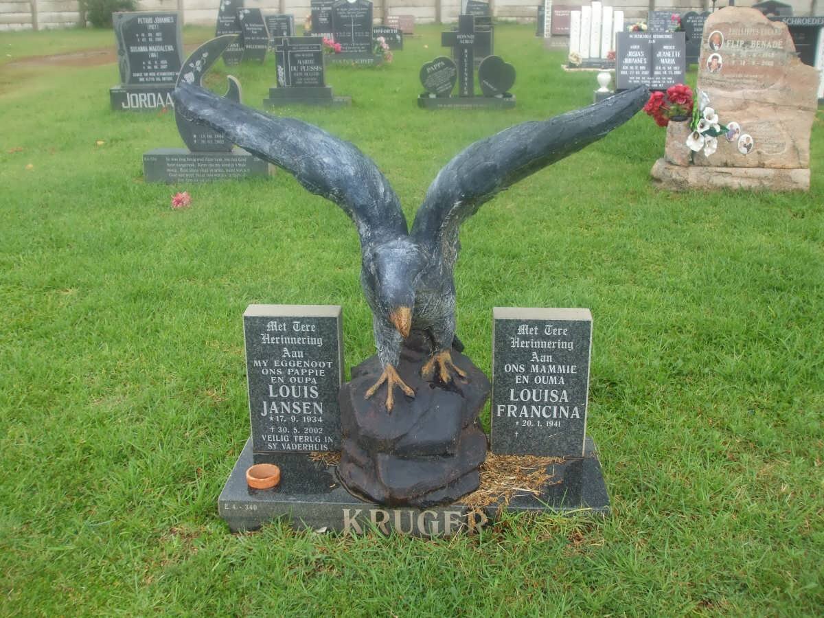 KRUGER Louis Jansen 1934-2002 &amp; Louisa Francina 1941-