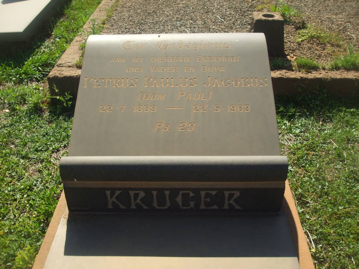 KRUGER Petrus Paulus Jacobus 1889-1963