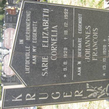KRUGER Johannes Francois 1920- &amp; Sarie Elizabeth Cornelia 1928-1992