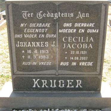 KRUGER Johannes J. 1913-1983 &amp; Cecilia Jacoba 1921-2007