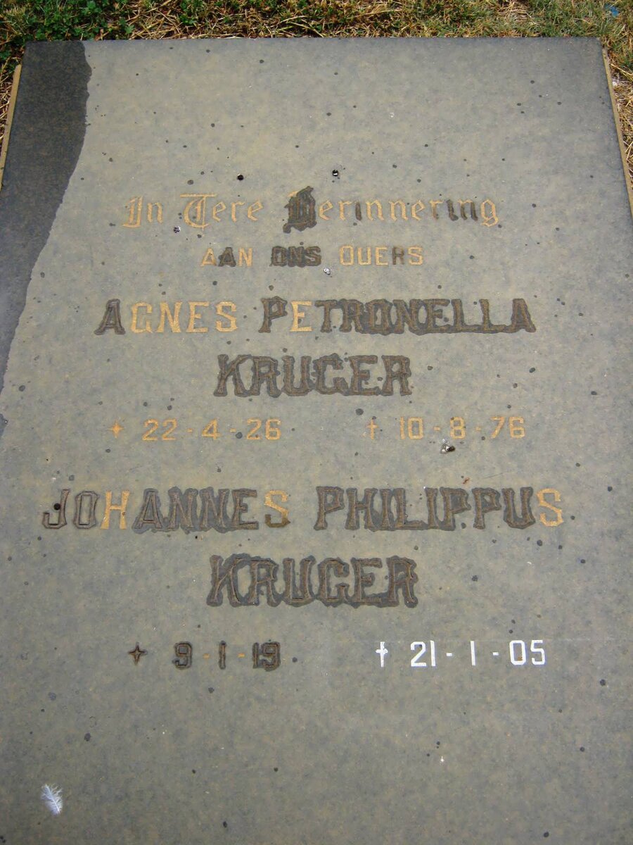 KRUGER Johannes Philippus 1919-2005 &amp; Agnes Petronella 1926-1976