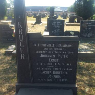 KRUGER Johannes Pieter Ernst 1919-1983 &amp; Jacoba Dorethea Johanna 1922-1994