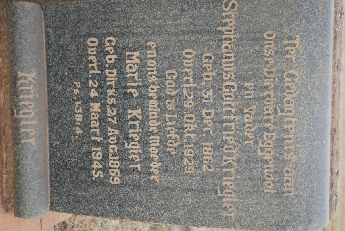 KRIEGLER Stephanus Gottfried 1862-1929 &amp; Marie DIRKS 1869-1945