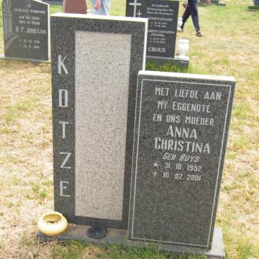 KOTZE Anna Christina nee BUYS 1952-2001