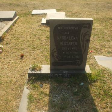 KOTZE Magdalena Elizabeth nee V.D. WALT 1909-1985