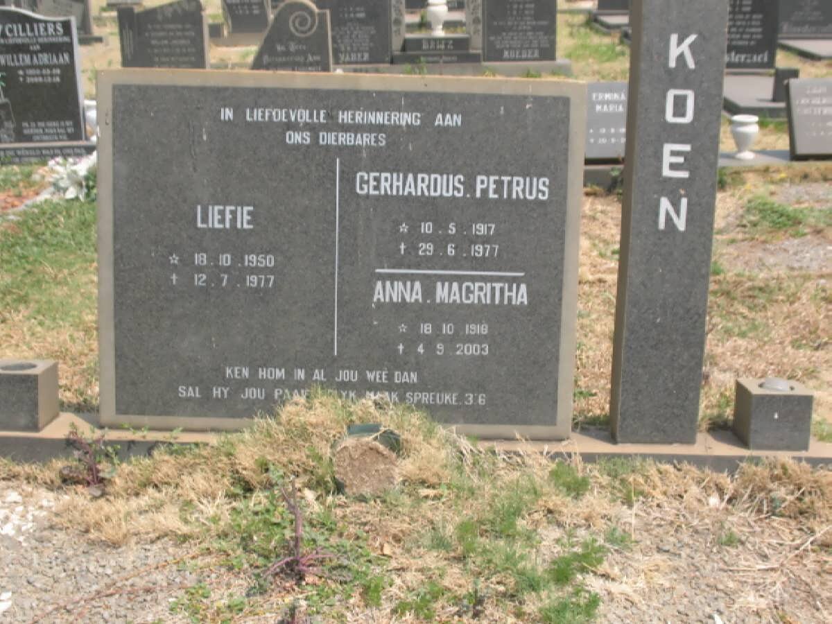 KOEN Gerhardus Petrus 1917-1977 &amp; Anna Magritha 1918-2003 :: KOEN Liefie 1950-1977