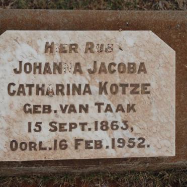 KOTZE Johanna Jacoba Catharina nee VAN TAAK 1863-1952