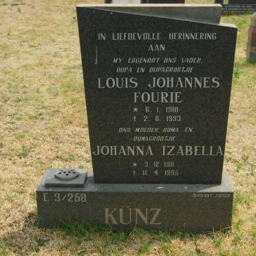 KÜNZ Louis Johannes Fourie 1910-1993 &amp; Johanna Izabella 1911-1995