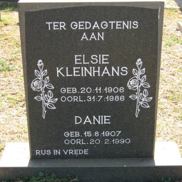 KLEINHANS Danie 1907-1990 &amp; Elsie 1906-1986