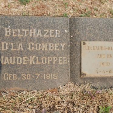 KLOPPER Belthazer D'la Conbey, Naude 1915-1942