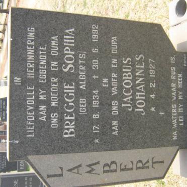 LAMBERT Jacobus Johannes 1927- &amp; Breggie Sophia ALBERTS 1934-1992