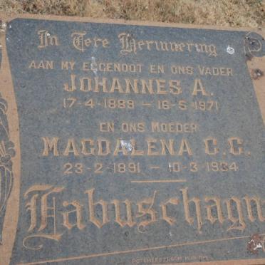 LABUSCHAGNE Johannes A. 1889-1971 &amp; Magdalena C.C 1891-1934
