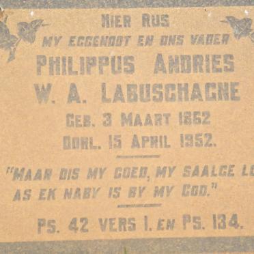 LABUSCHAGNE Philippus Andries W.A. 1862-1952