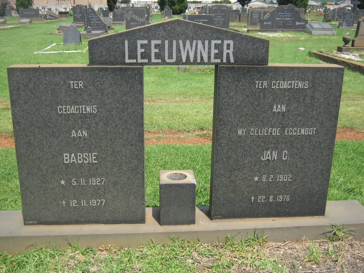 LEEUWNER Jan G. 1902-1976 &amp; Babsie 1927-1977