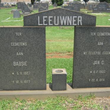 LEEUWNER Jan G. 1902-1976 &amp; Babsie 1927-1977