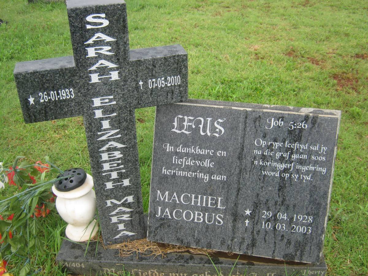 LEUS Machiel Jacobus 1928-2003 &amp; Sarah Elizabeth Maria 1933-2010