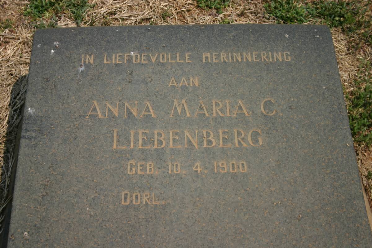 LIEBENBERG Anna Maria C. 1900-2003
