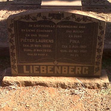 LIEBENBERG Pieter Laurens 1902-1952 &amp; Pina 1901-1980