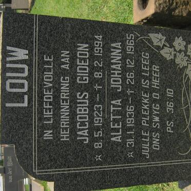 LOUW Jacobus Gideon 1923-1994 &amp; Aletta Johanna 1936-1965