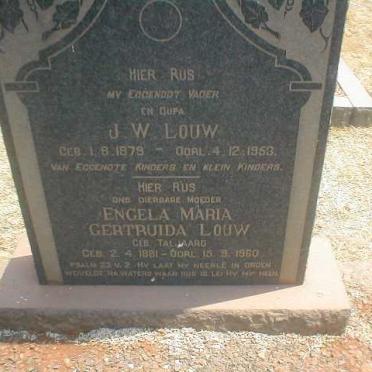 LOUW J.W. 1879-1953 &amp; Engela Maria Gertruida TALJAARD 1881-1960