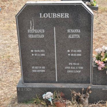 LOUBSER Stephanus Sebastiaan 1921-1995 &amp; Susanna Aletta 1923-2005