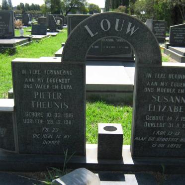 LOUW Pieter Theunis 1916-1987 &amp; Susanna Elizabeth 1923-1986