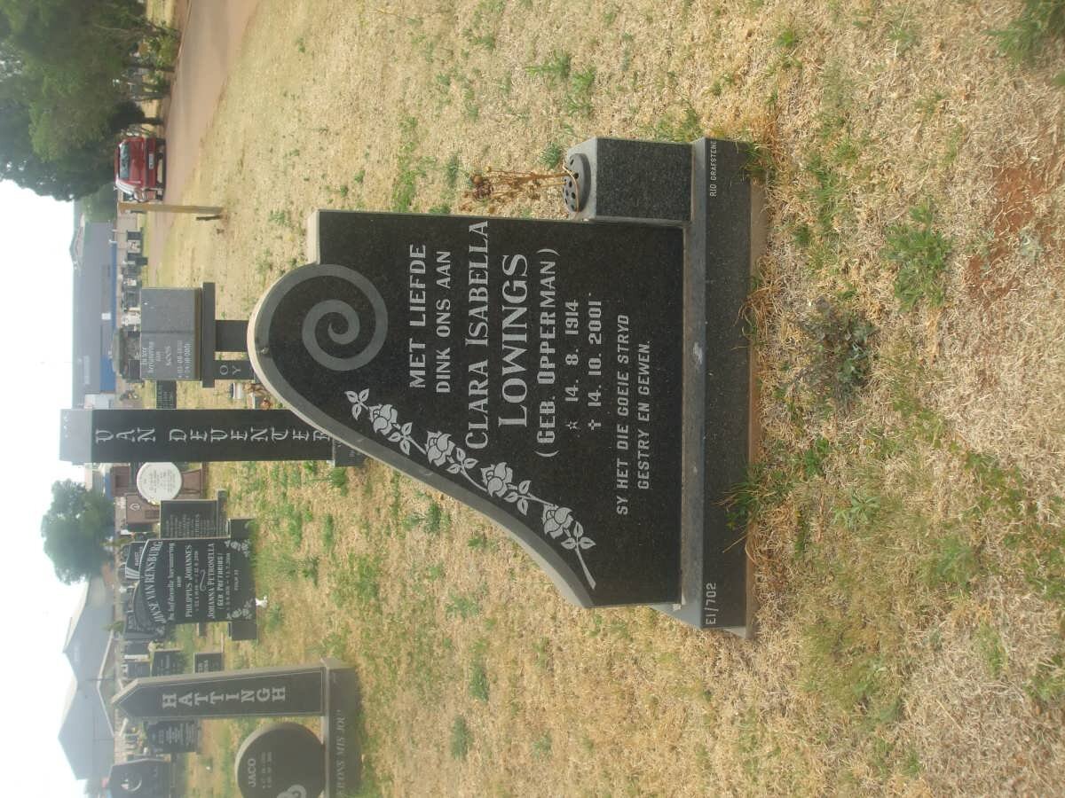 LOWINGS Clara Isabella nee OPPERMAN 1914-2001