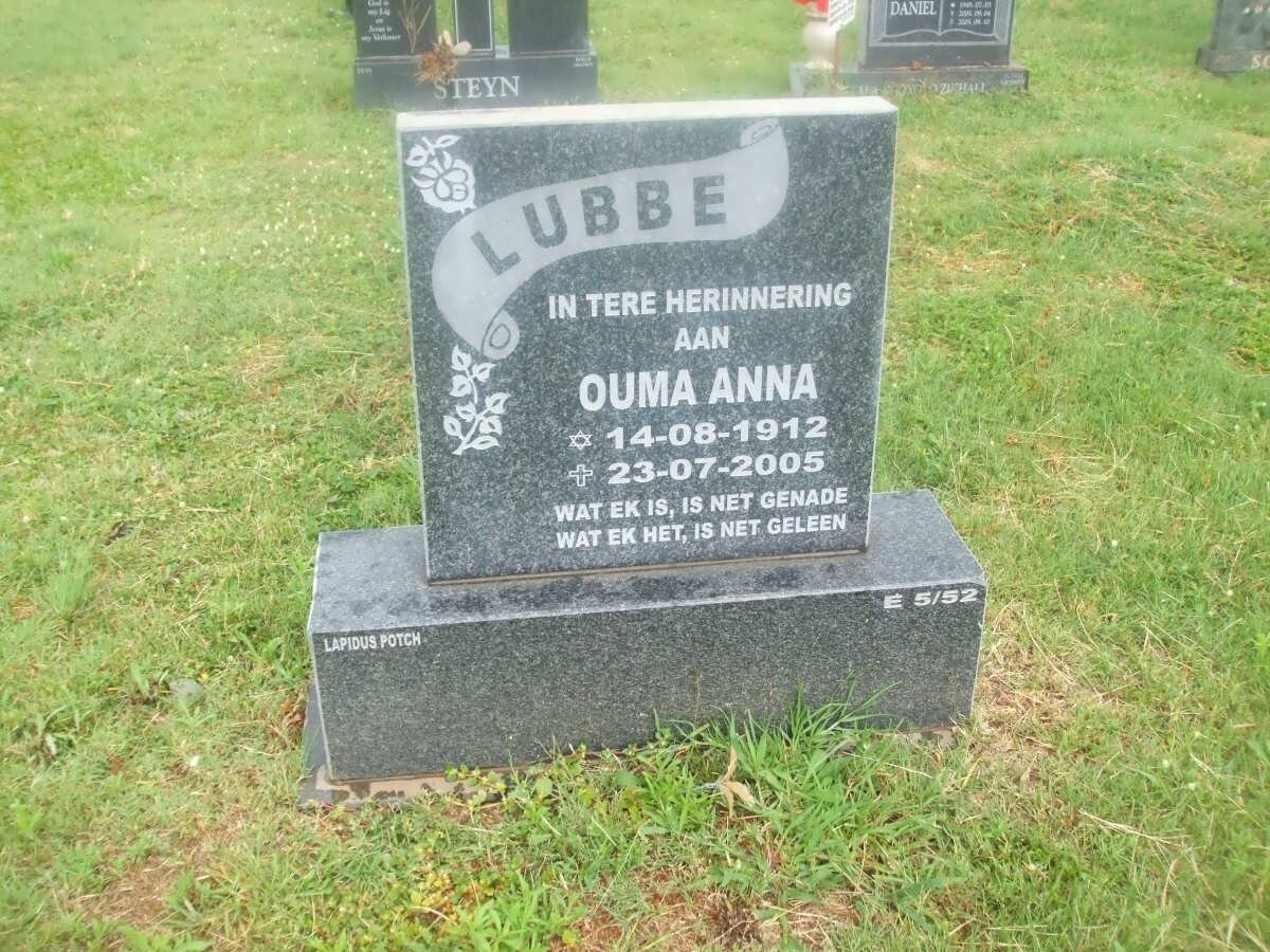 LUBBE Anna 1912-2005