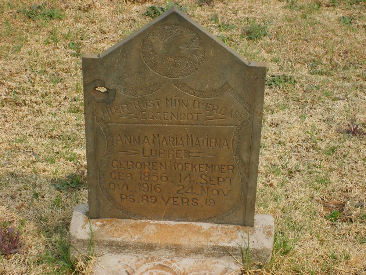 LUBBER Anna Maria Matiena nee KOEKEMOER 1856-1916