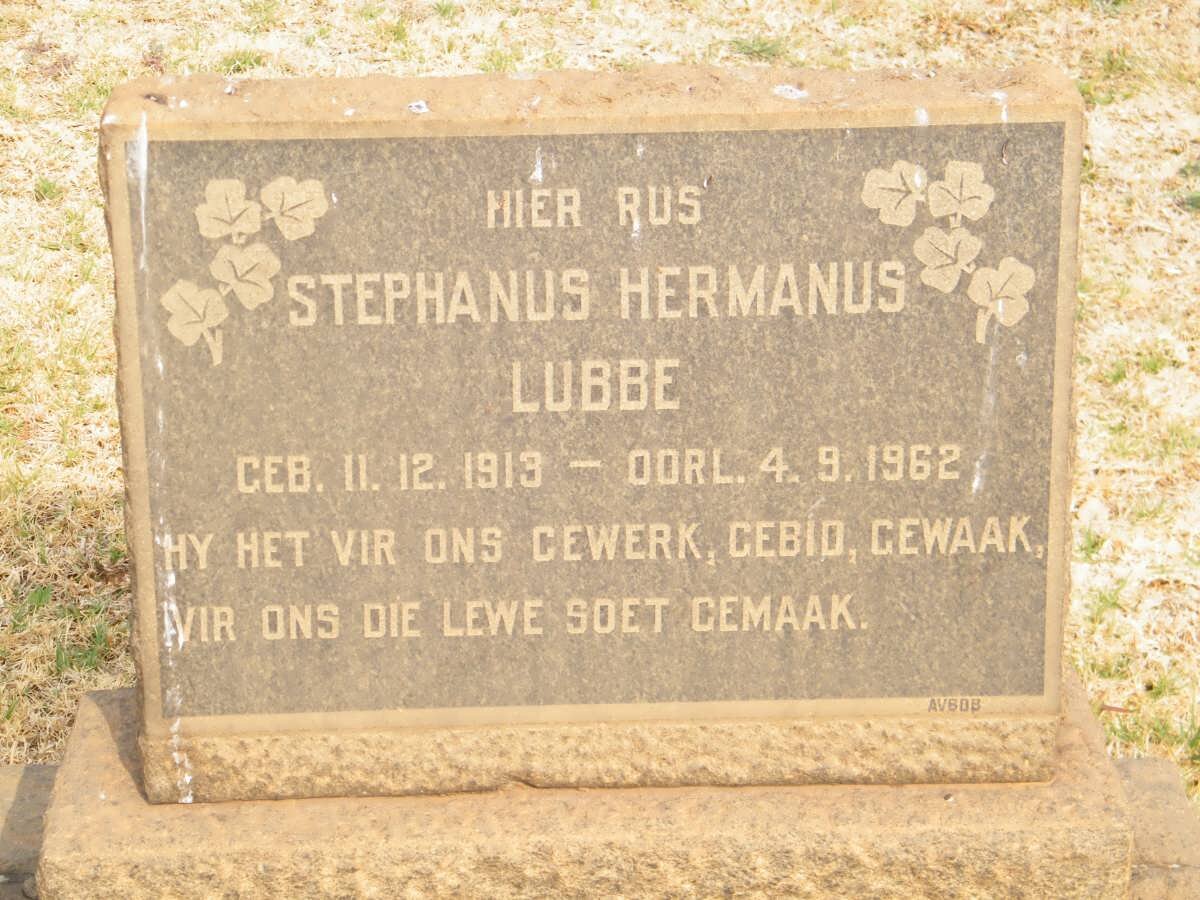 LUBBE Stephanus Hermanus 1913-1962