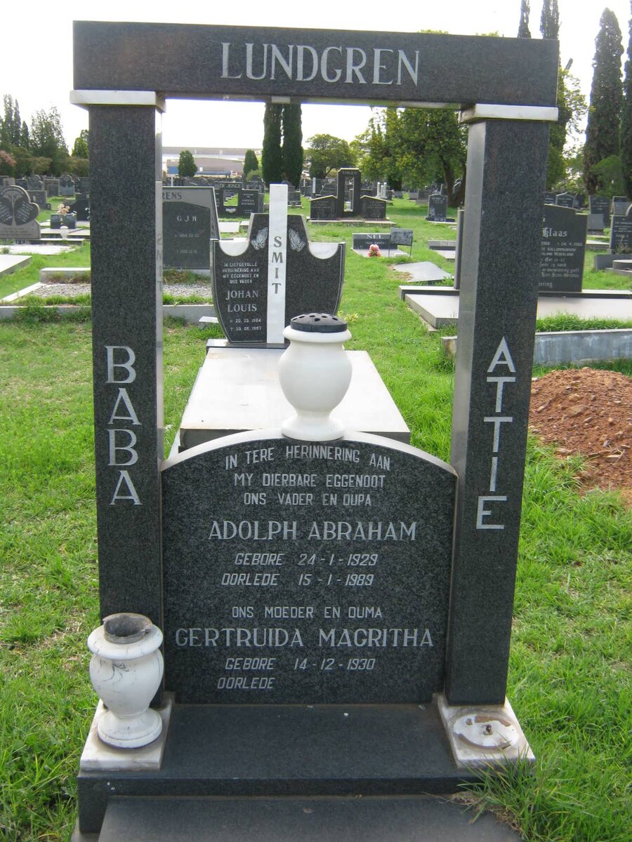 LUNDGREN Adolph Abraham 1929-1989 &amp; Gertruida Magritha 1930