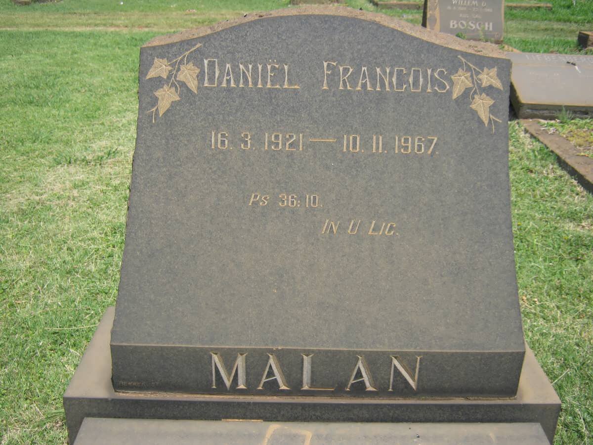 MALAN Daniël Francois 1921-1967