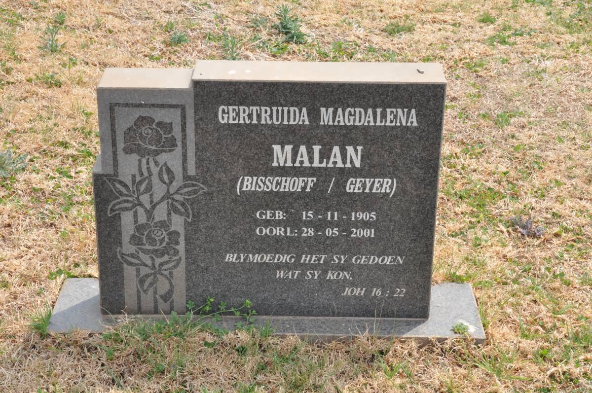 MALAN Gertruida Magdalena formerly GEYER nee BISSCHOFF 1905-2001