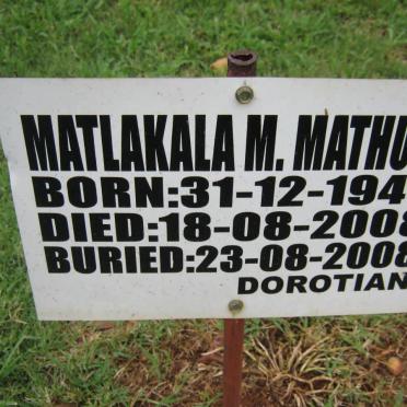 MATHULE Matlakala M. 1945-2008