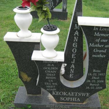 MANGOEJANE Keokaetswe Sophia 1937-2008