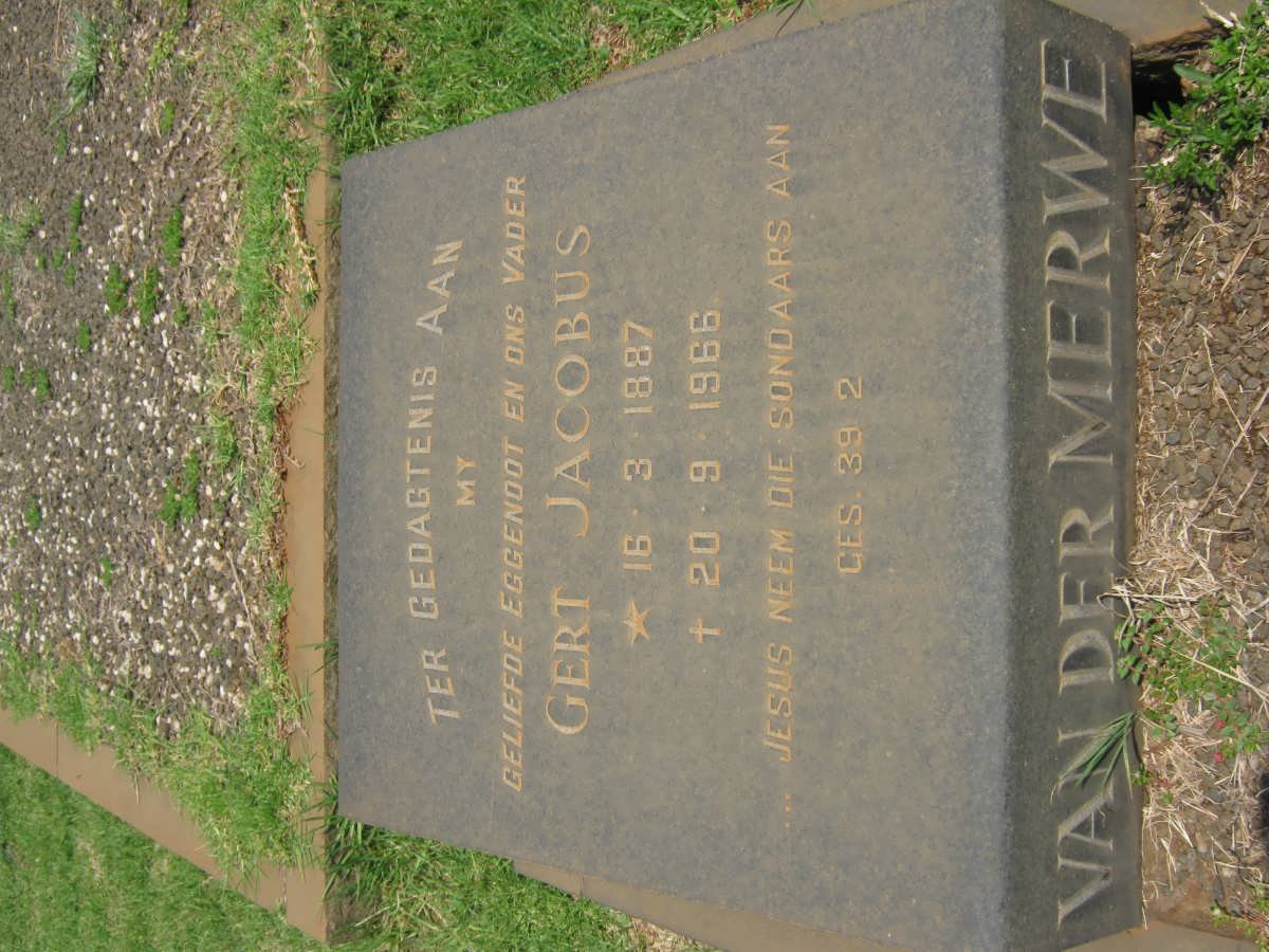 MERWE Gert Jacobus, van der 1887-1966