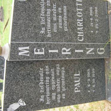 MEIRING Paul 1918-1999 &amp; Charlotte 1916-2000