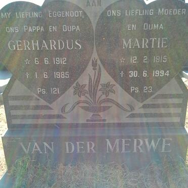 MERWE Gerhardus, van der 1912-1985 &amp; Martie 1915-1994