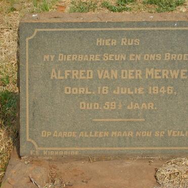 MERWE Alfred, van der -1946
