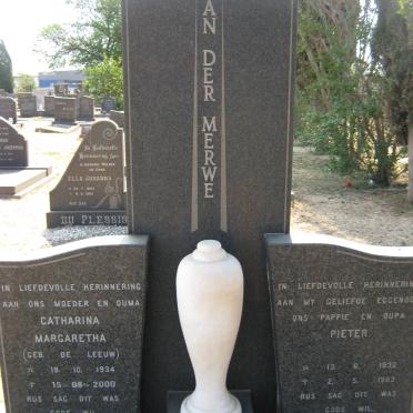 MERWE Pieter, van der 1932-1983 &amp; Catharina Margaretha DE LEEUW 1934-2000