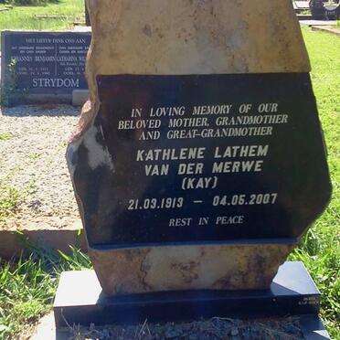 MERWE Kathlene Lathem, van der 1913-2007